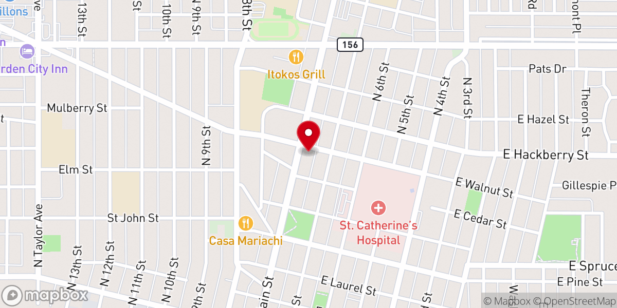Map showing location of St Thomas Episcopal Church