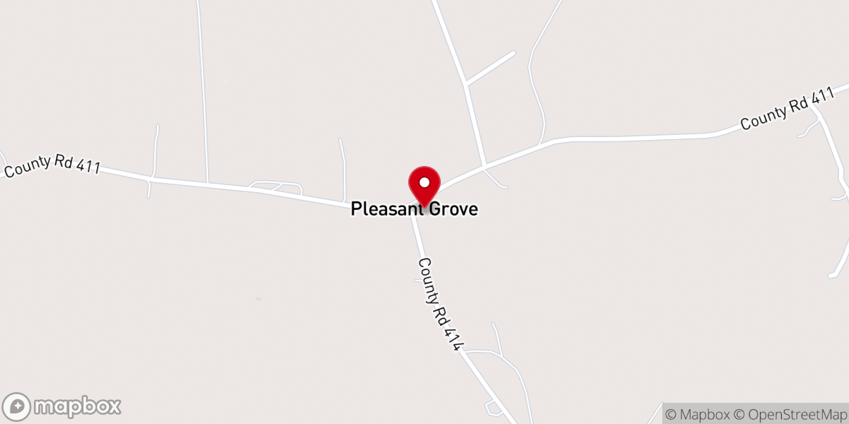 Map showing location of Pleasant Grove Church