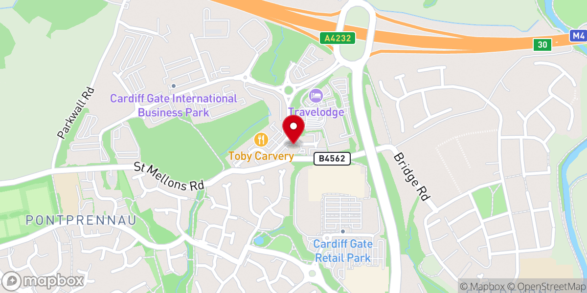 Map showing location of Winners' Chapel International Cardiff