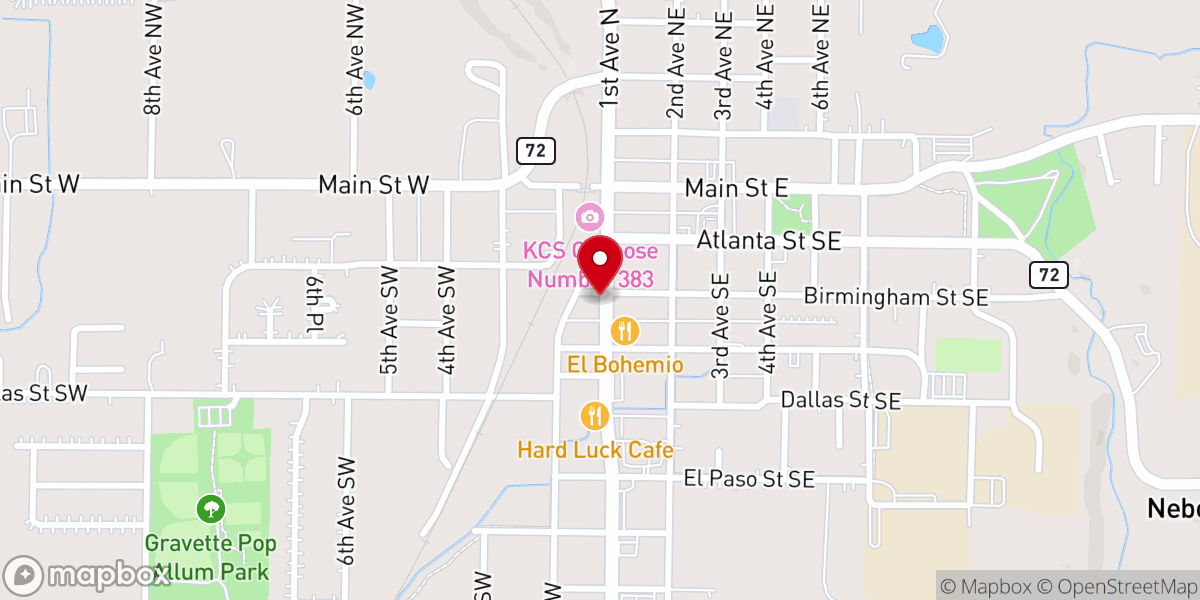 Map showing location of First Christian Church of Gravette