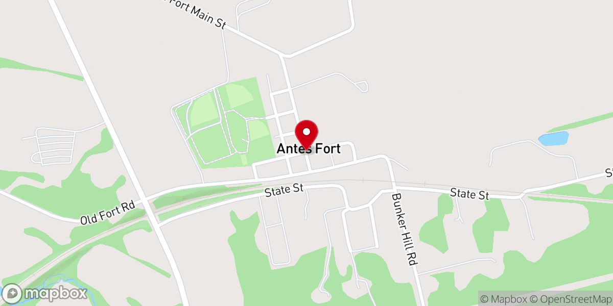 Map showing location of Antes Fort