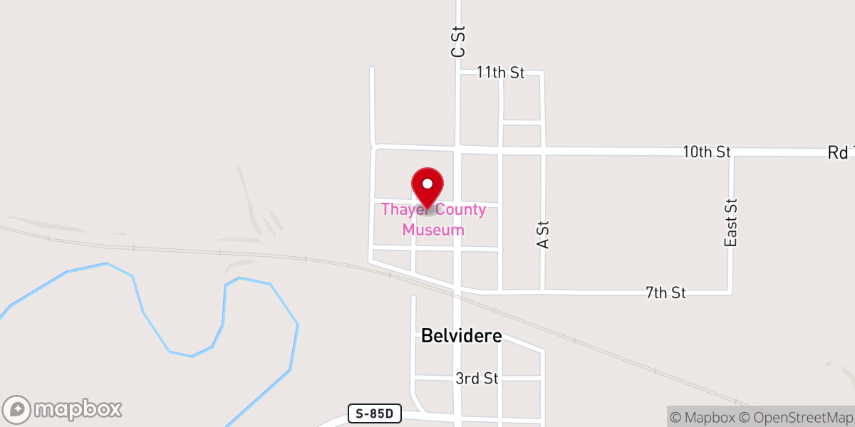 Map showing location of Thayer County Museum