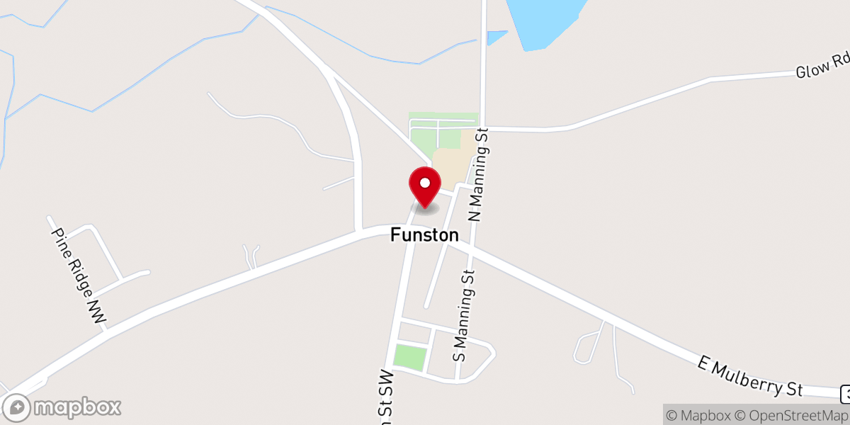Map showing location of Funston Baptist Church
