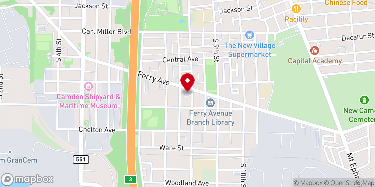 Map showing location of Ferry Ave United Methodist Church