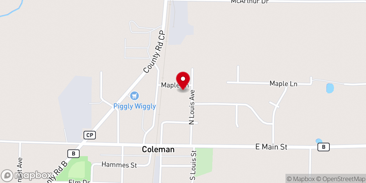 Map showing location of Trinity Lutheran Church