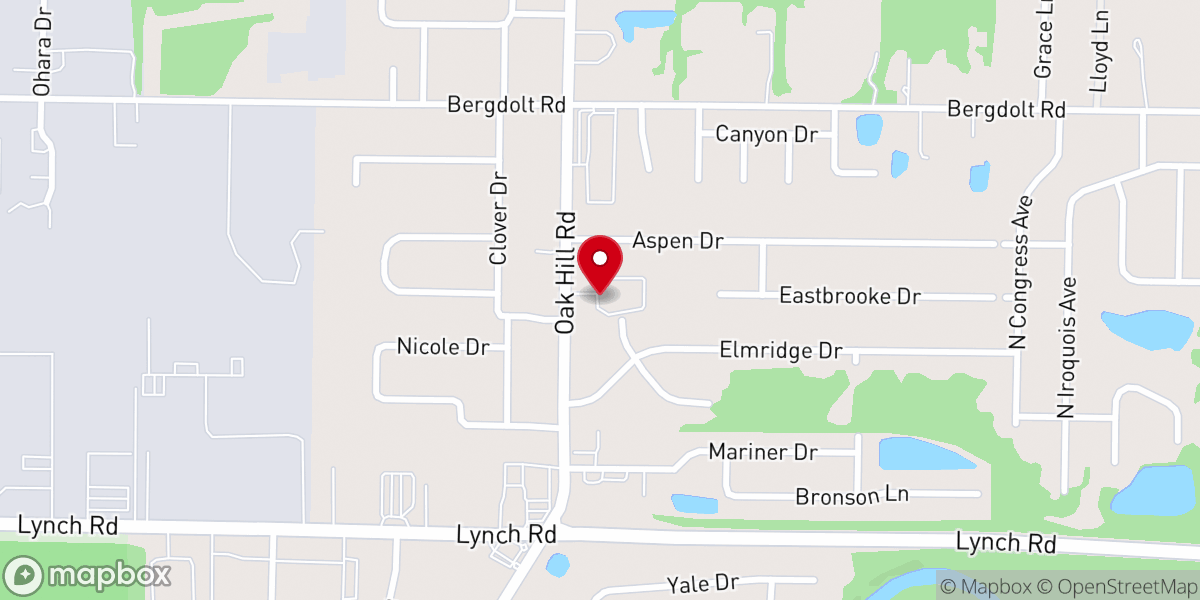 Map showing location of Oak Hill Church of Christ