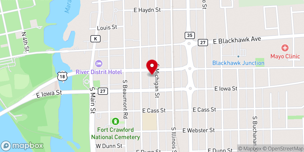 Map showing location of Saint Peter Evangelical Lutheran Church