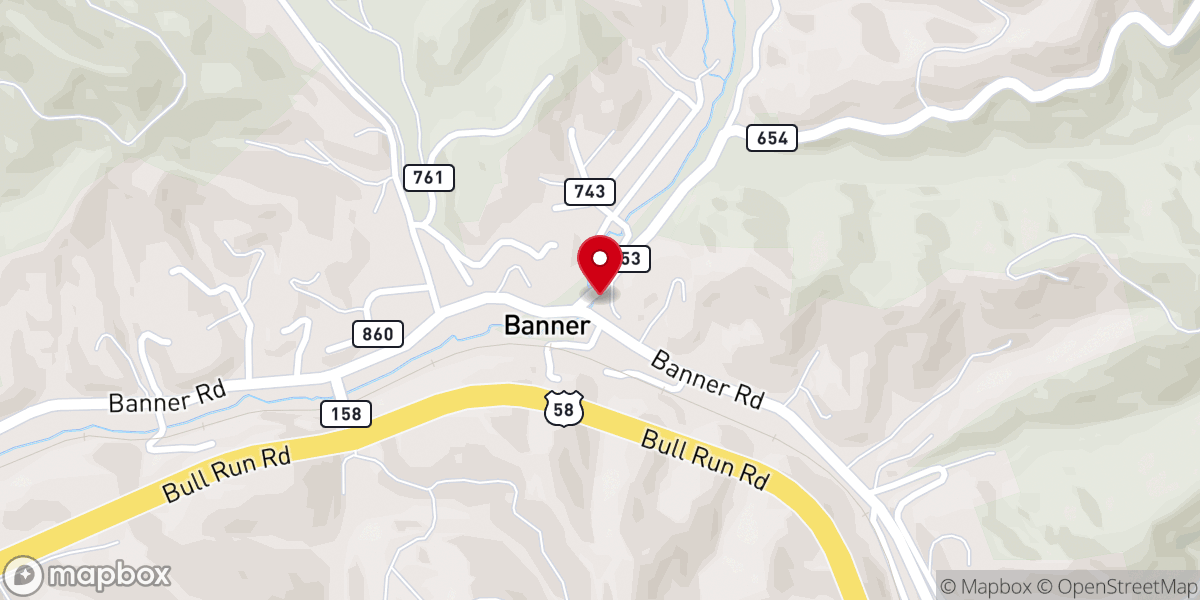 Map showing location of Banner Assembly of God Church