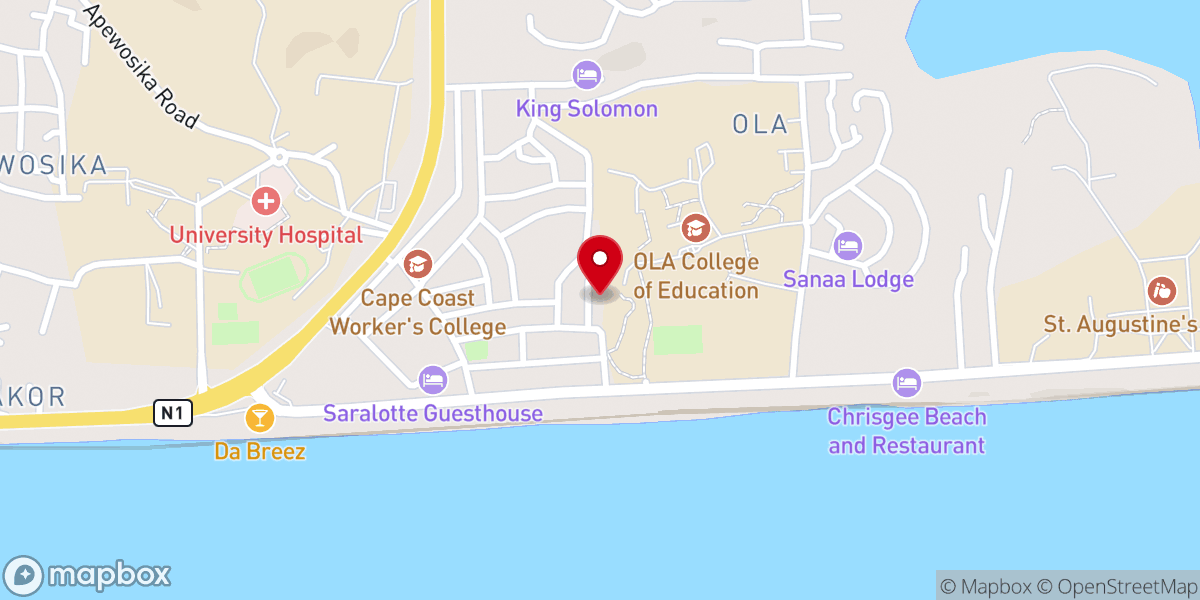 Map showing location of Thomas Thompson Anglican Church