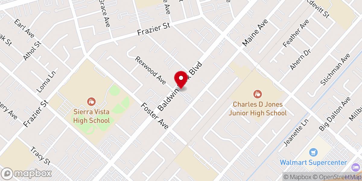 Map showing location of Baldwin Park Church of Christ