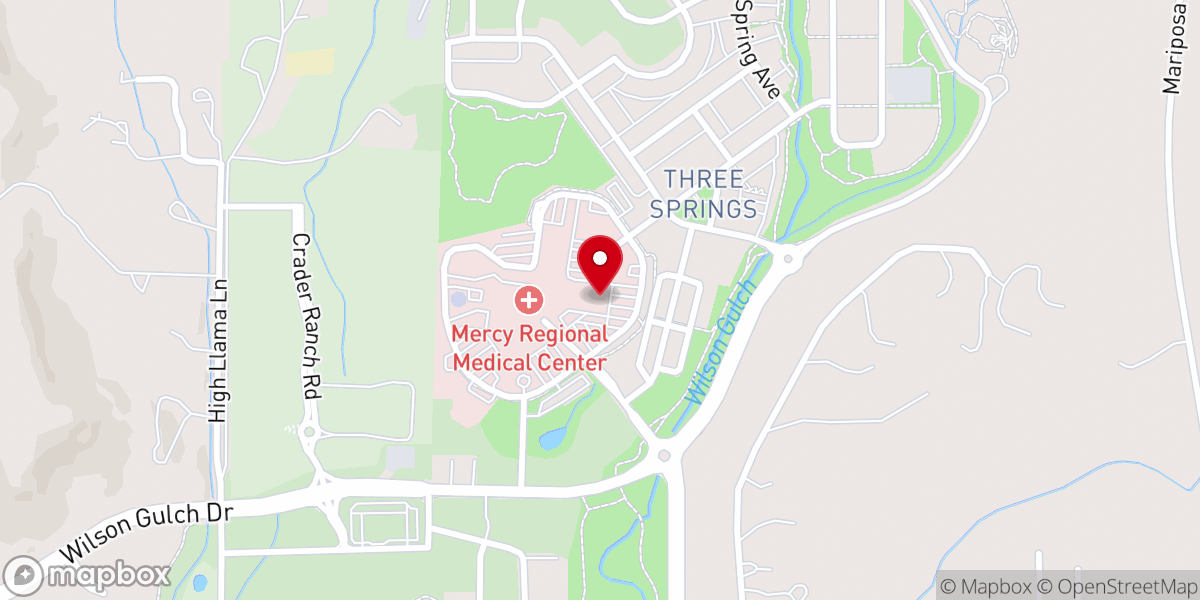 Map showing location of CommonSpirit Primary Care Mercy