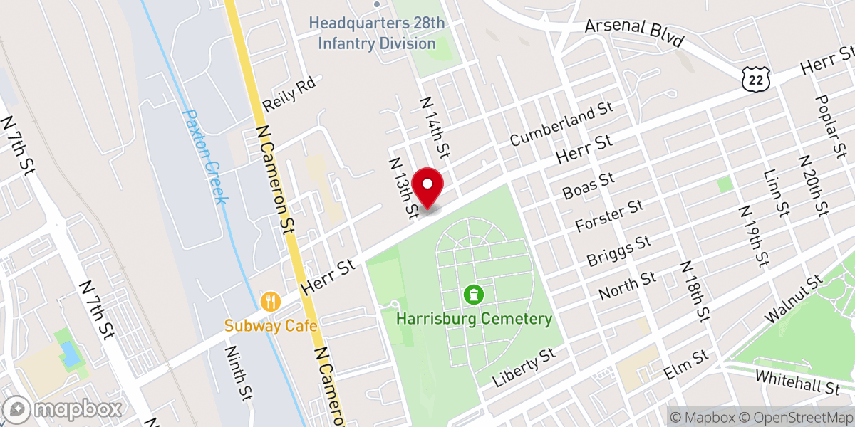 Map showing location of Harrisburg Hillside Seventh-day Adventist Church