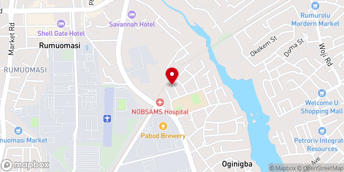 Map showing location of Living Faith Church a.k.a Winner's Chapel Oginigba