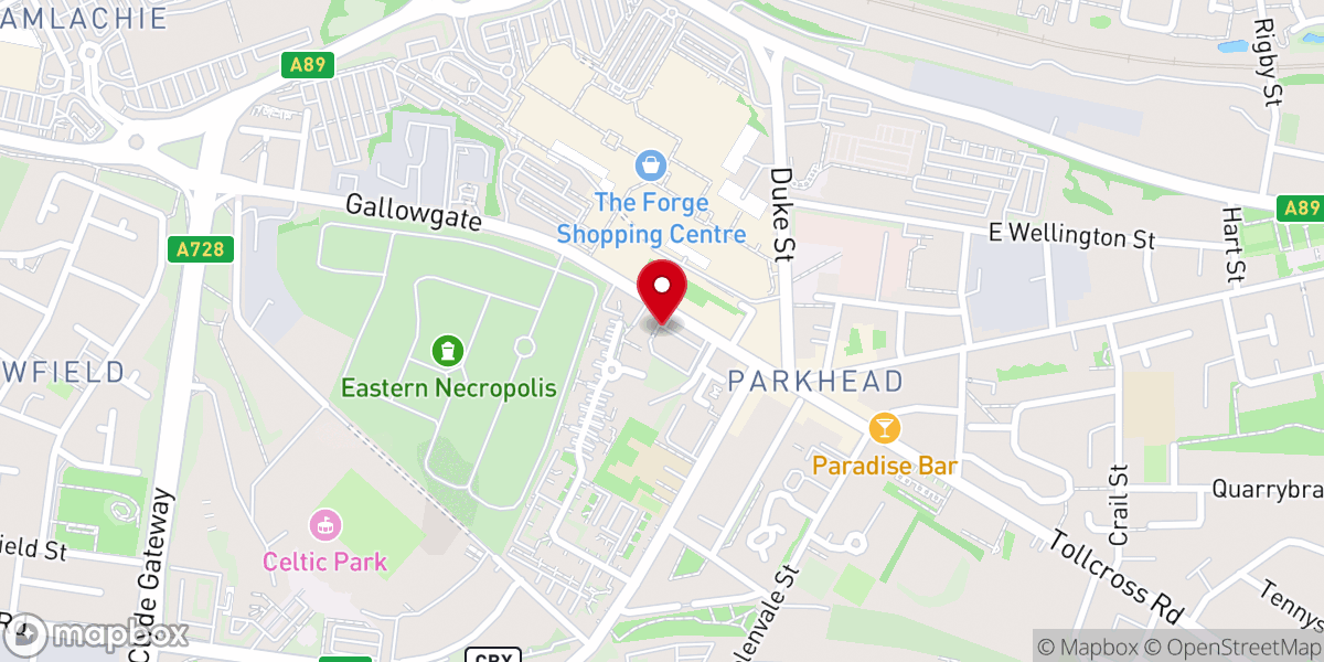 Map showing location of St Michael's Catholic Church, Parkhead