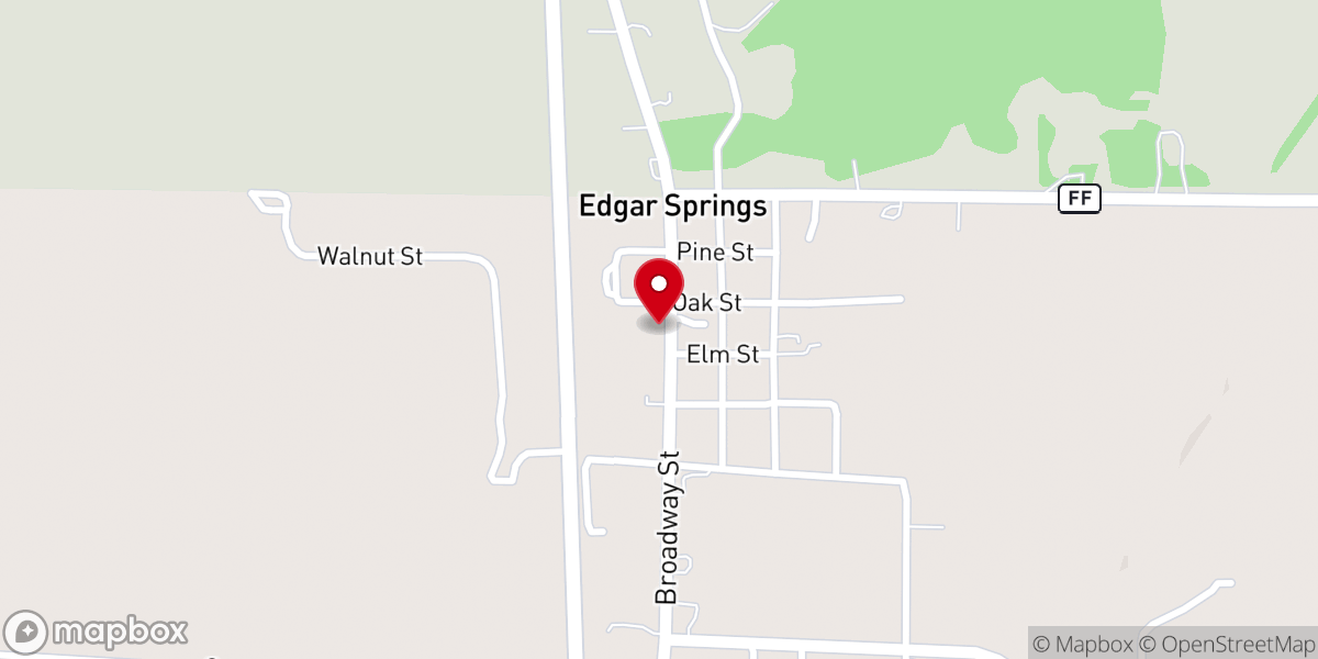 Map showing location of Edgar Springs City Hall & Police Department