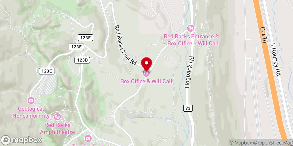 Map showing location of Red Rocks Amphitheatre Box Office