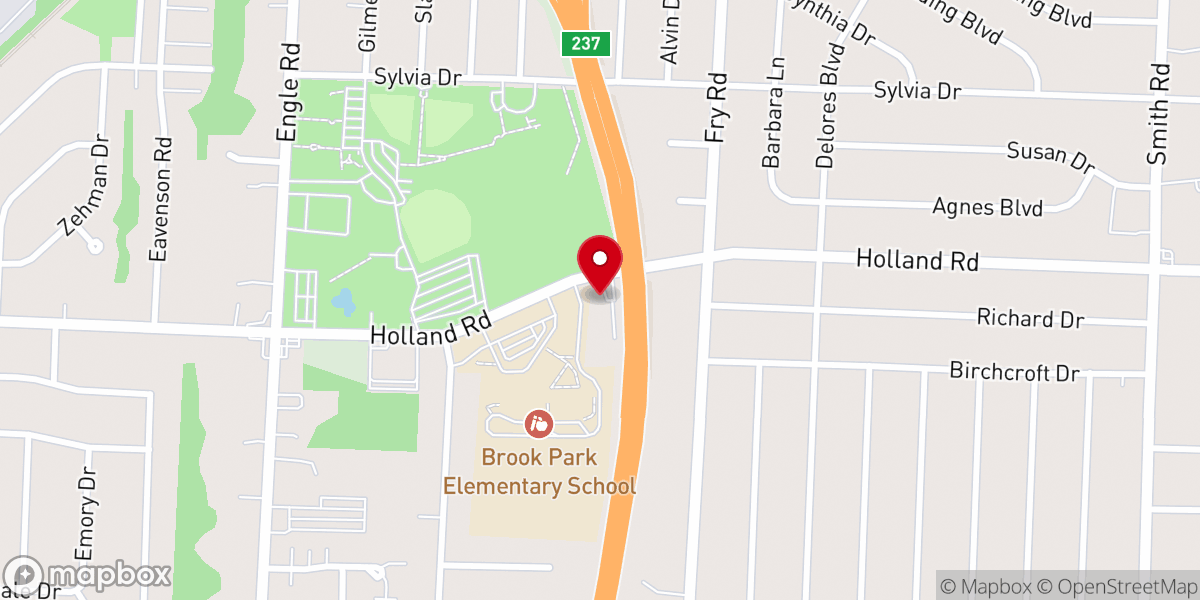 Map showing location of Brook Park Community Church - Food Distribution Center