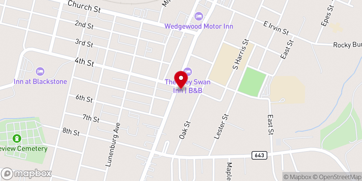 Map showing location of East Nottoway Charge Parsonage