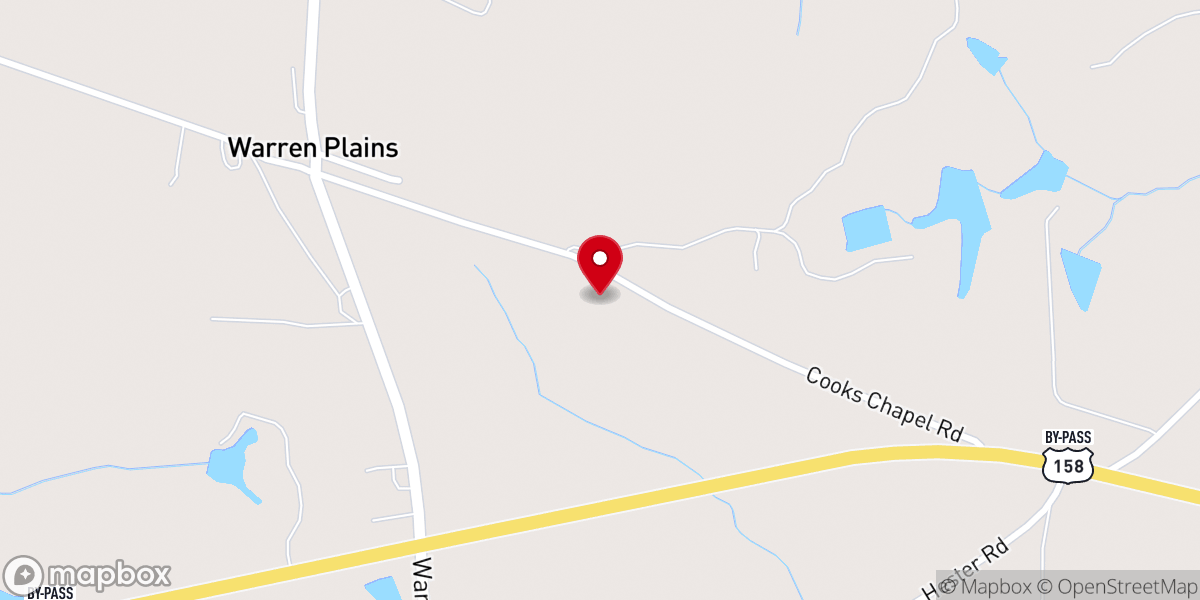 Map showing location of Cooks Chapel Baptist Church