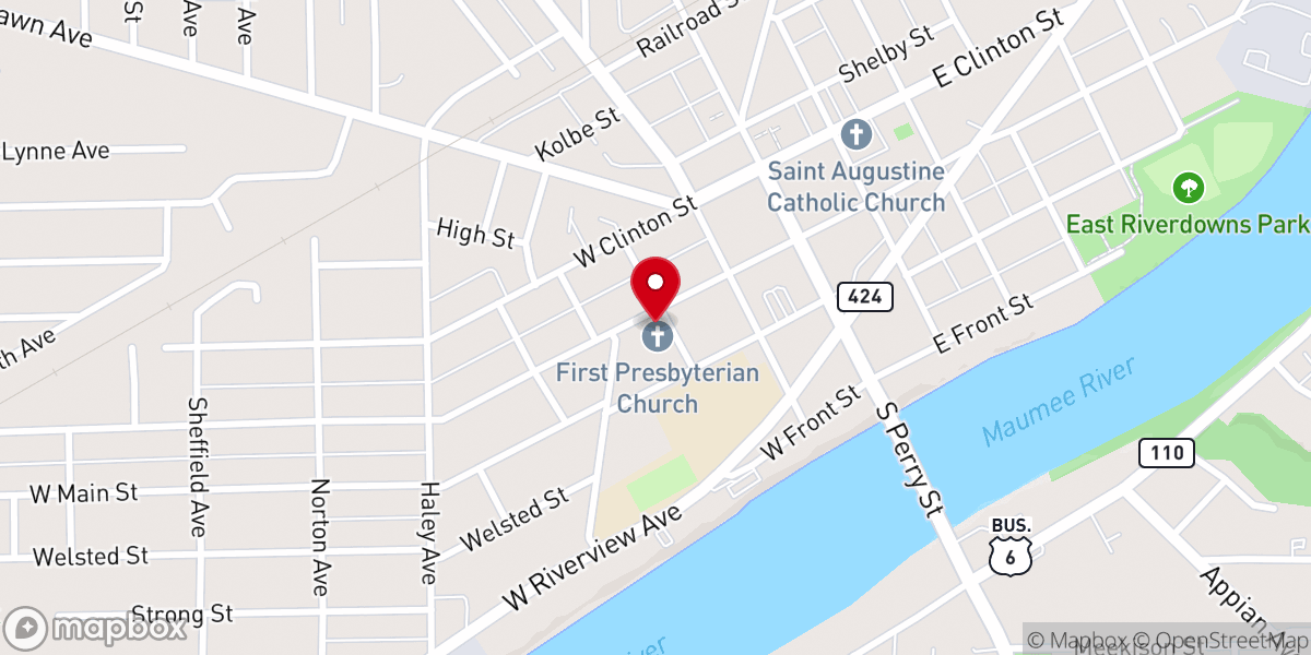Map showing location of Presbyterian Church