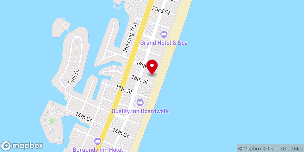 Map showing location of Ocean City Beach Wedding