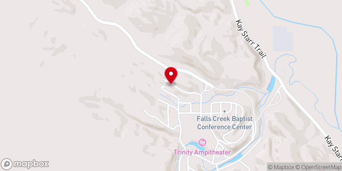 Map showing location of OKC Portland Ave Falls Creek Cabin