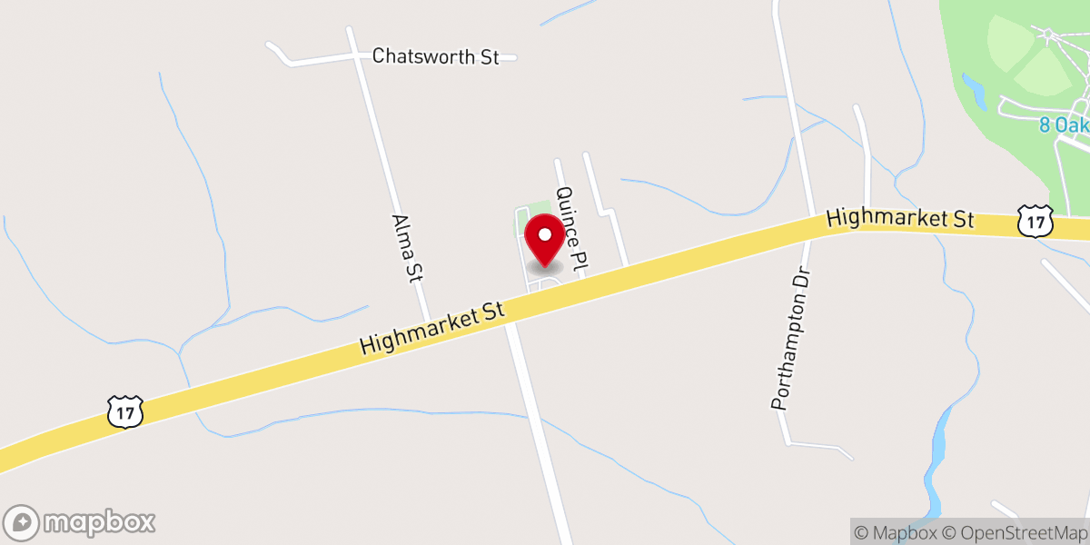 Map showing location of North Hampton Baptist Church