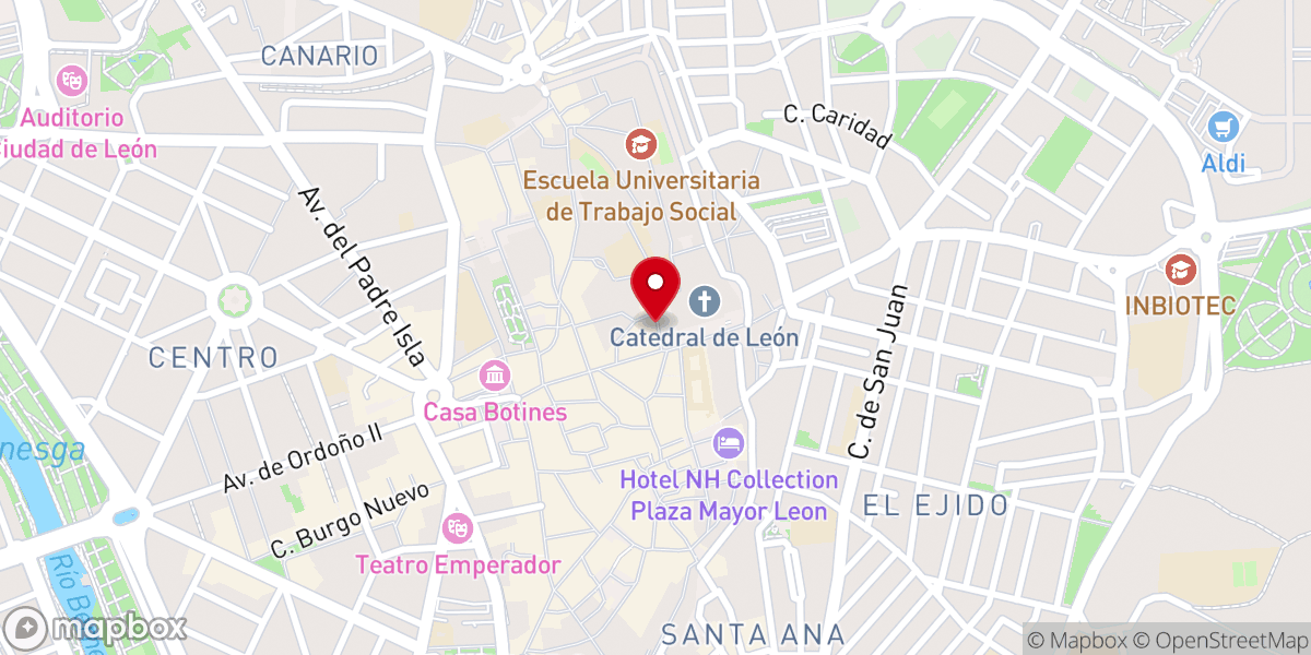 Map showing location of Oficina de Turismo Regional de León