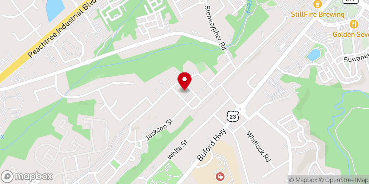 Map showing location of Suwanee Congregational Holiness Church