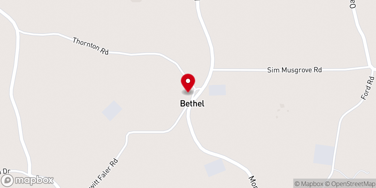 Map showing location of Bethel Methodist Church