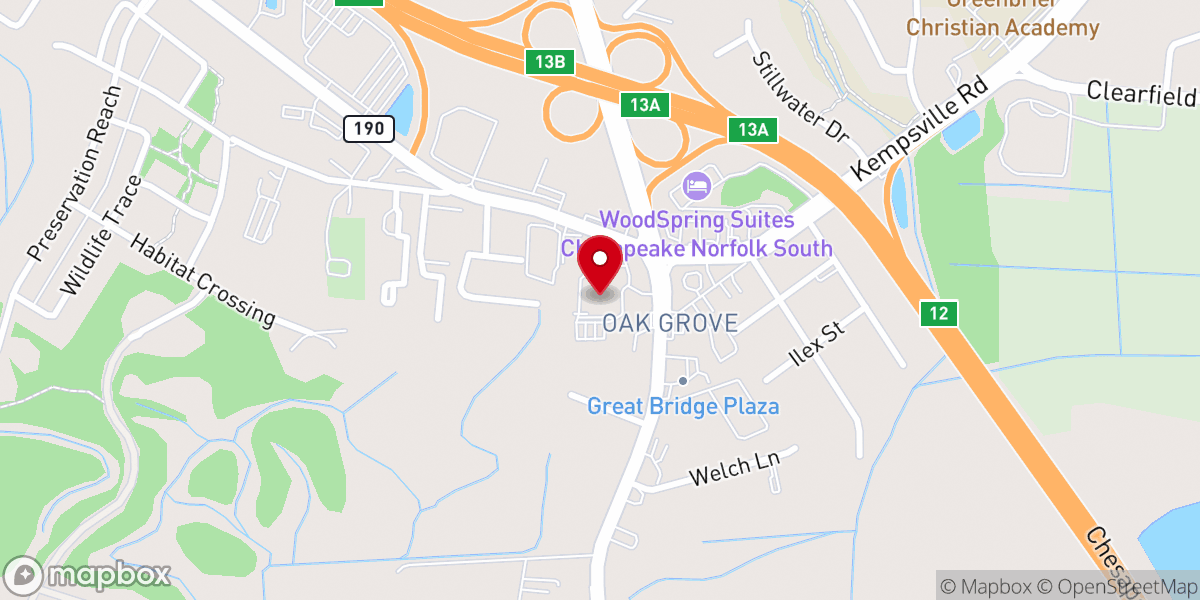 Map showing location of Oak Grove United Methodist Church