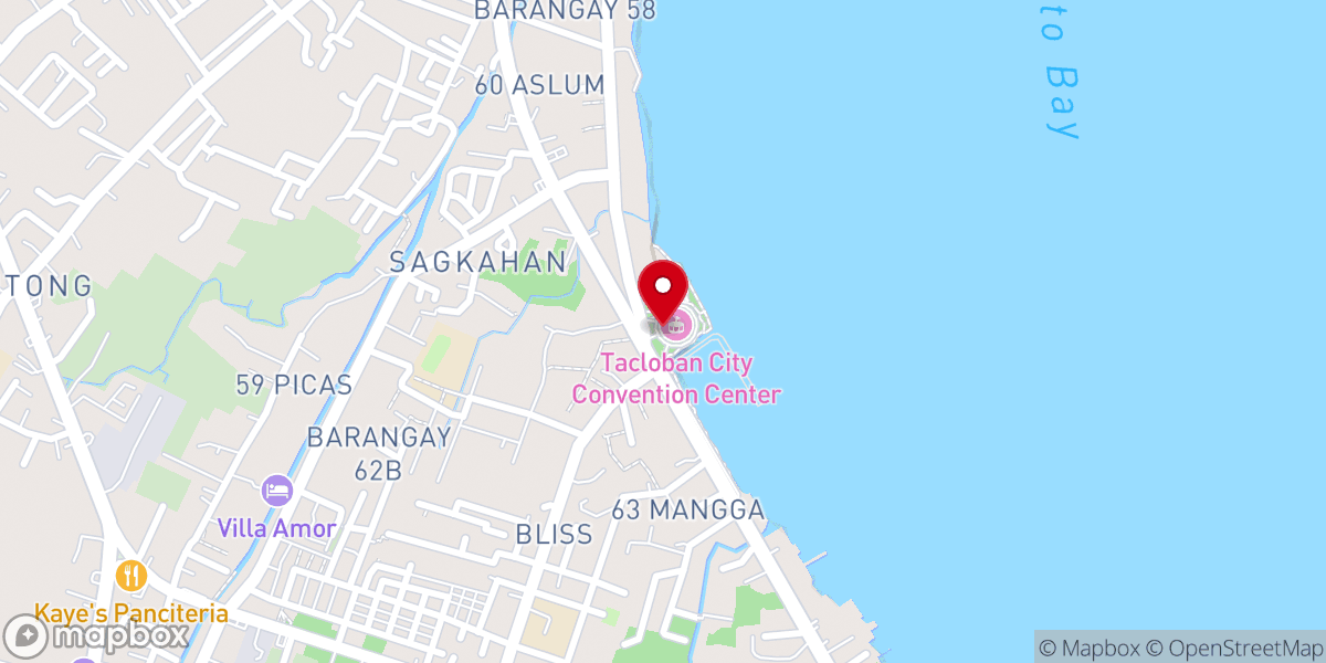 Map showing location of Tacloban City Convention Center