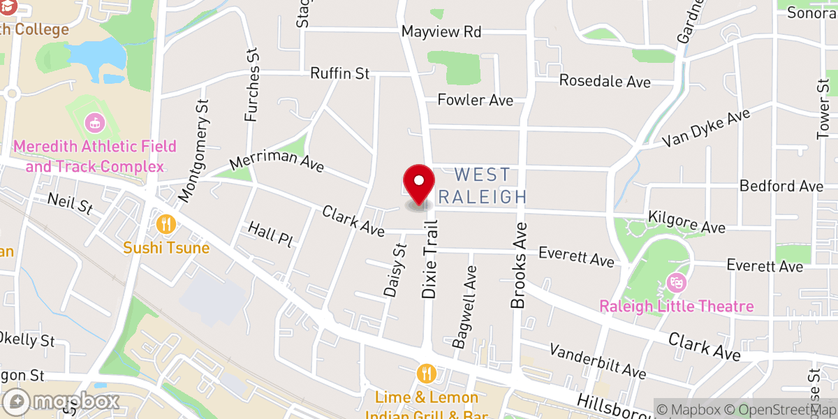 Map showing location of Forest Hills Baptist Church
