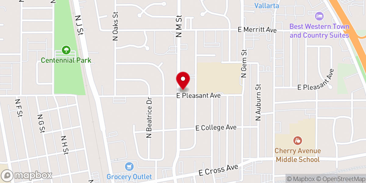 Map showing location of Radiant Church Tulare