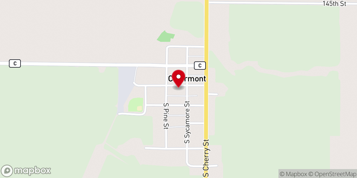 Map showing location of Clearmont United Methodist Church