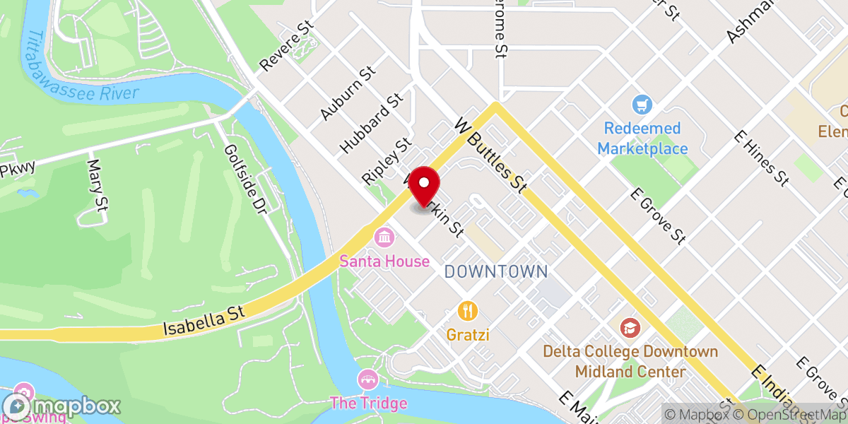 Map showing location of Midland First United Methodist Church