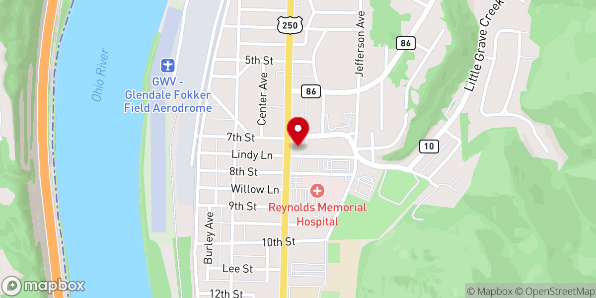 Map showing location of Glen Dale United Methodist Church