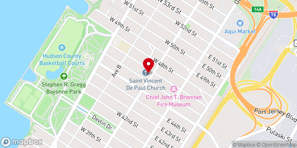 Map showing location of St. Vincent de Paul Roman Catholic Church