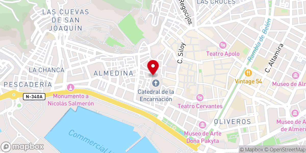 Map showing location of Torre Campanario de la Catedral de Almería