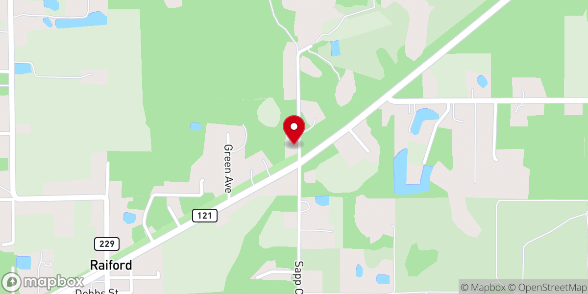 Map showing location of Freewill Baptist Church