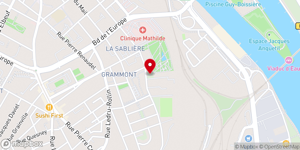 Map showing location of Chapelle catholique Sainte-Catherine à Grammont et anciennement chapelle Notre-Dame-du-Parc du prieuré de Grandmont à Rouen