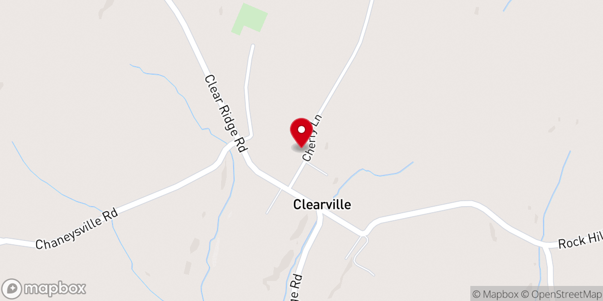 Map showing location of Clearville Community Church