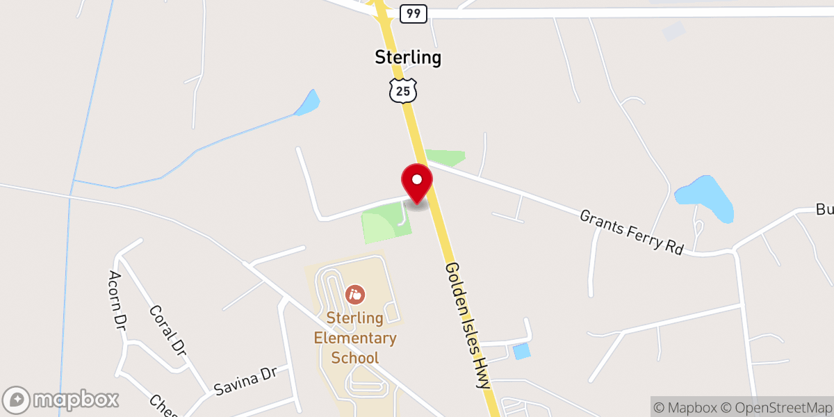 Map showing location of Sterling Baptist Church