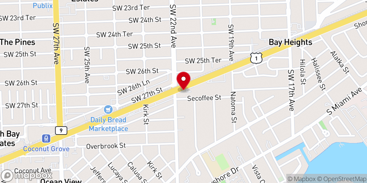 Map showing location of Reality Church Miami