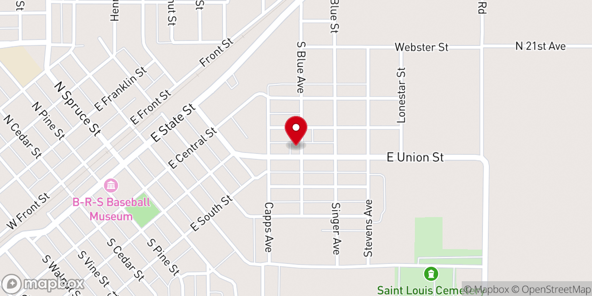 Map showing location of St. Louis Parish Center
