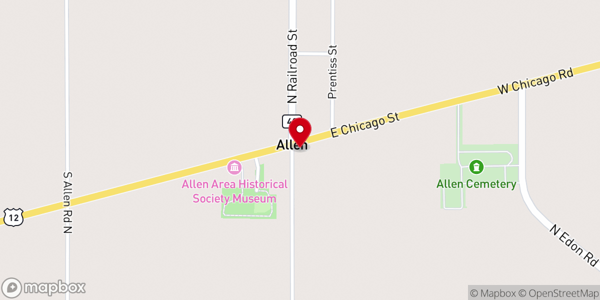 Map showing location of Allen
