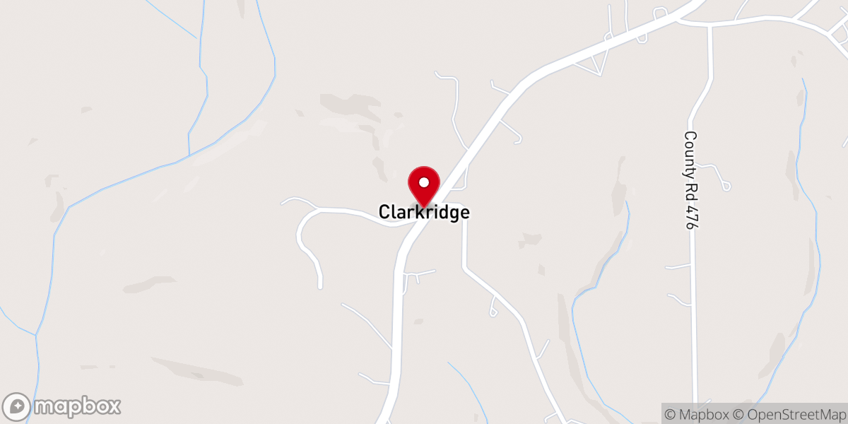 Map showing location of Clarkridge
