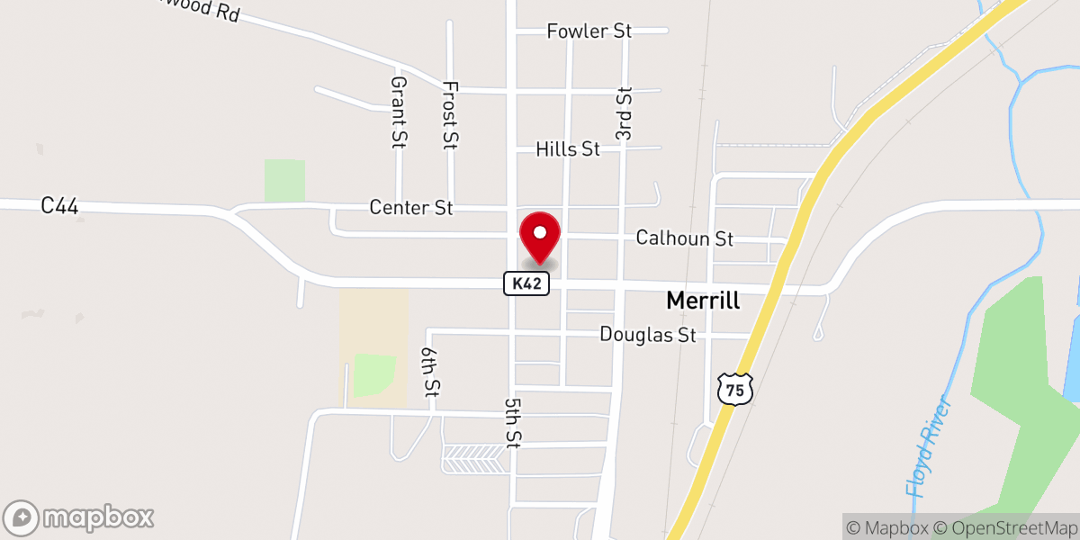 Map showing location of Merrill First United Methodist Church