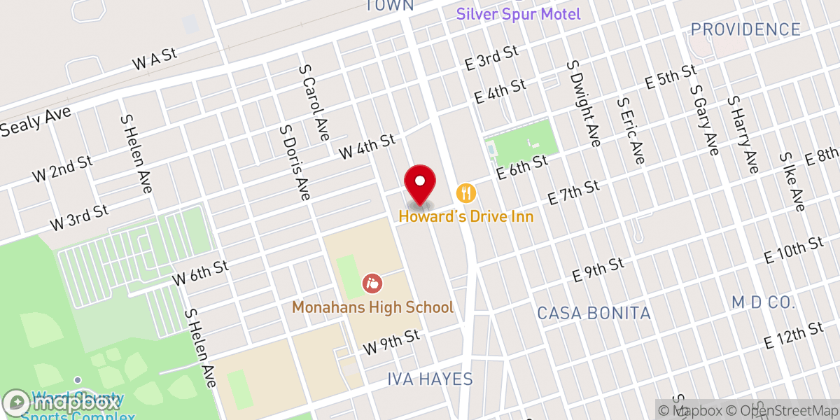 Map showing location of Monahans Baptist Church