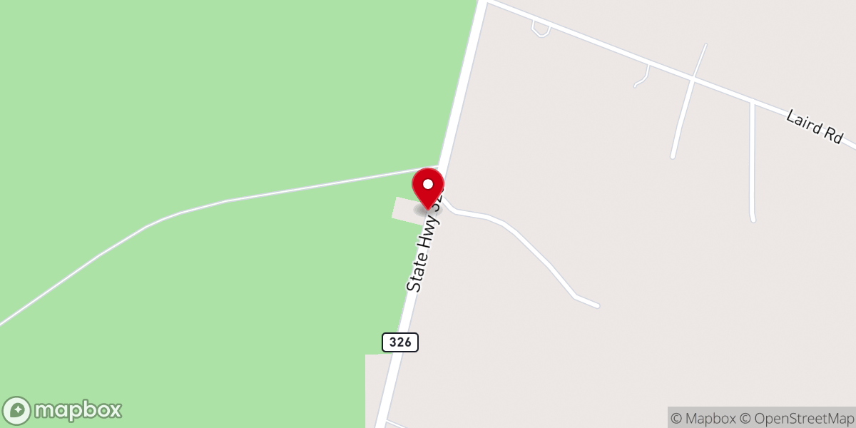 Map showing location of Highway 326 Worship Center